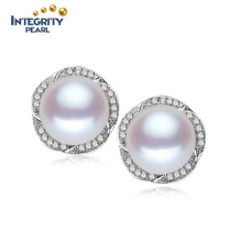 AAA 8-9mm Button Freshwater High Quality Pearl Earring Jewelry